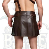 Leather Men Gladiator Kilt – Brown Leather Warrior Kilt